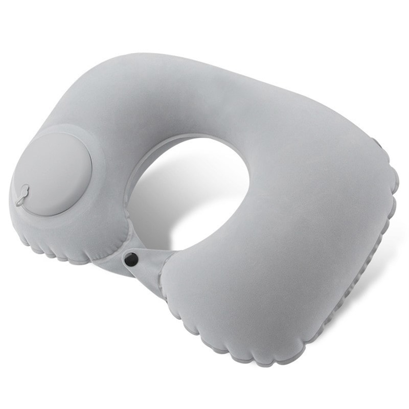 Inflatable Flocking Neck Pillow for Travel & Camping Comfort