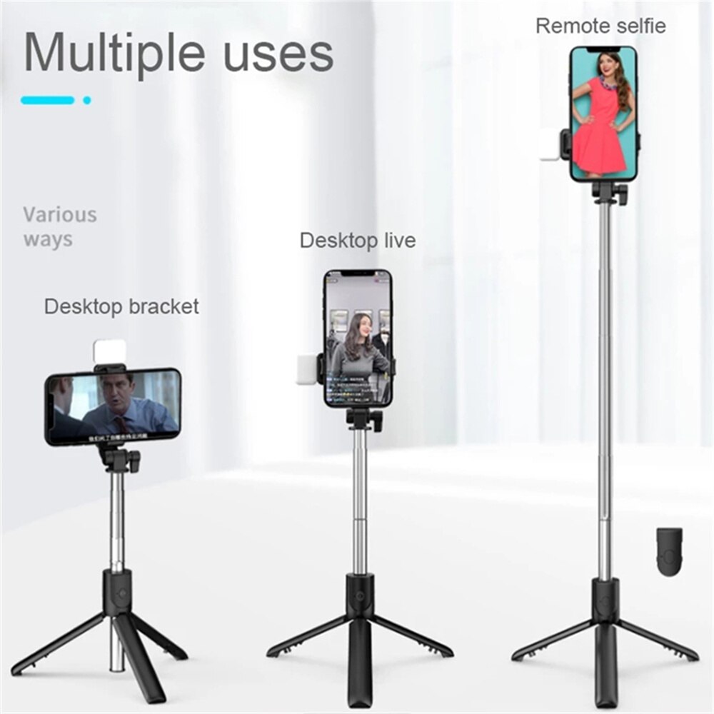 Portable Bluetooth Selfie Stick Tripod with Remote & Fill Light