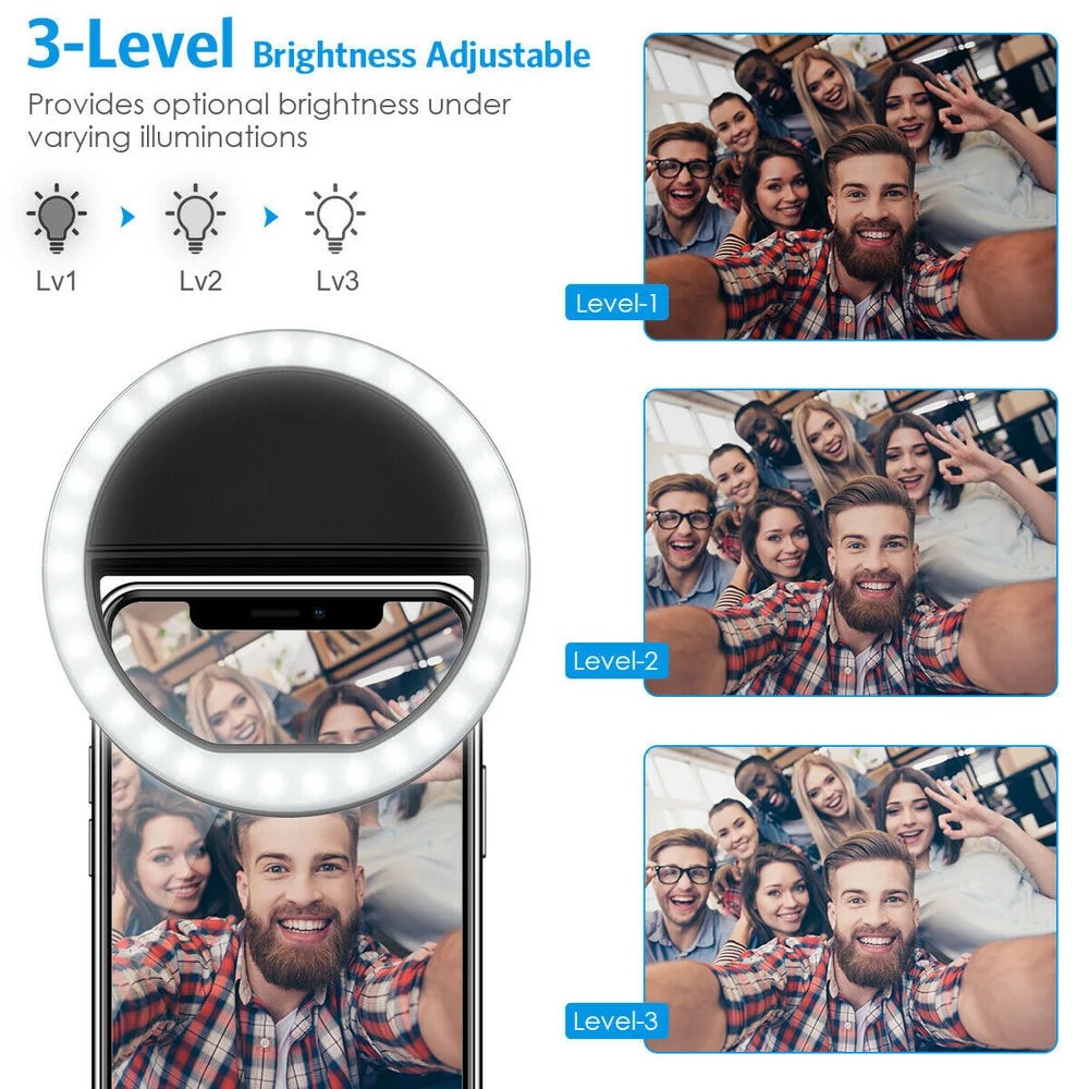 USB Clip On Selfie Ring Light For IPhone Samsung Xiaomi Portable LED Phone Lamp 1