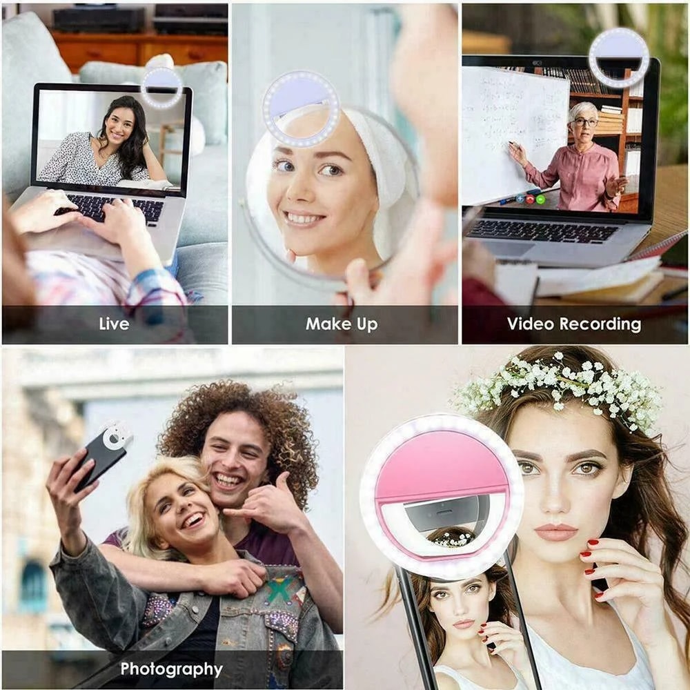 USB Clip On Selfie Ring Light For IPhone Samsung Xiaomi Portable LED Phone Lamp 4