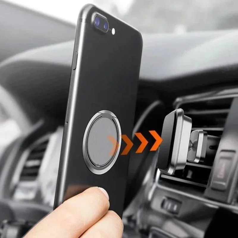 Magnetic Car Phone Mount with Finger Ring Stand Rotating Holder
