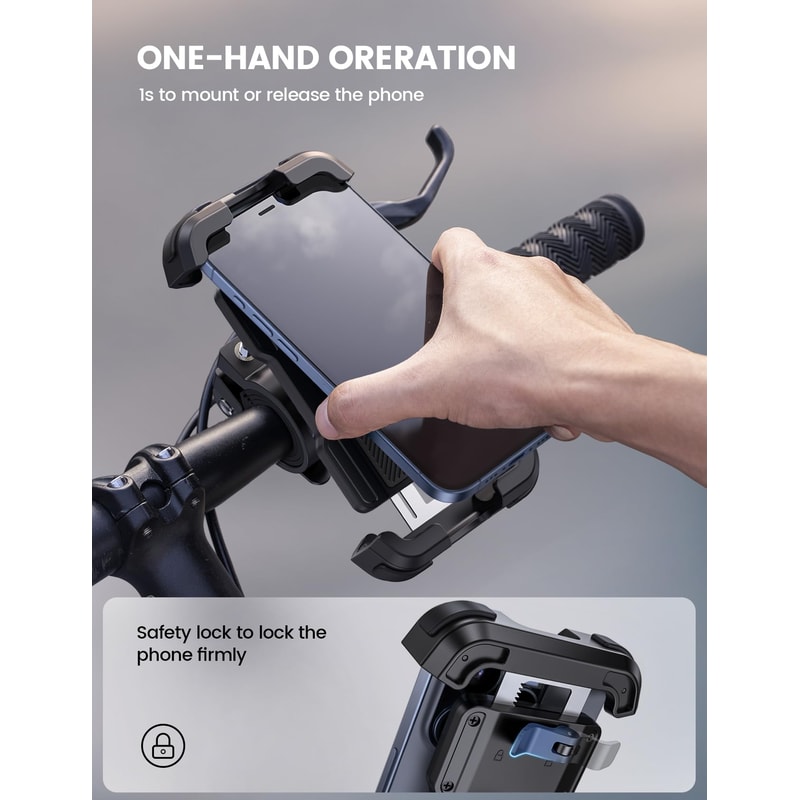 Universal Bike Phone Mount Adjustable Motorcycle Handlebar Holder for Secure Riding