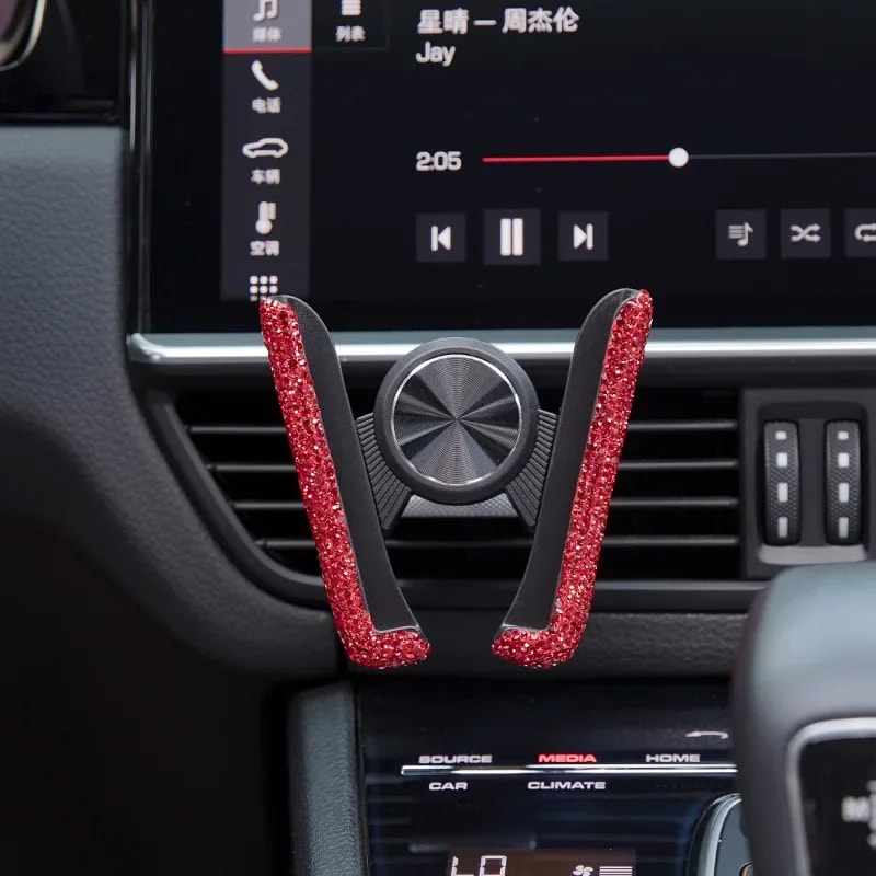 Diamond Crystal Car Phone Holder Air Vent Mount for Stylish Secure Driving