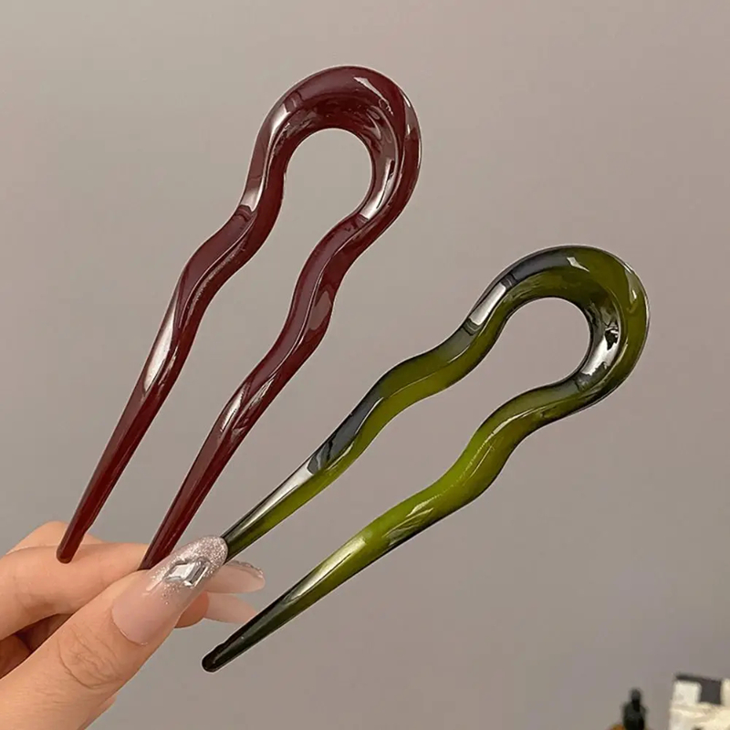 Elegant Tortoiseshell U Shaped Hair Fork Clip for Women Stylish Acetate Hair Pin