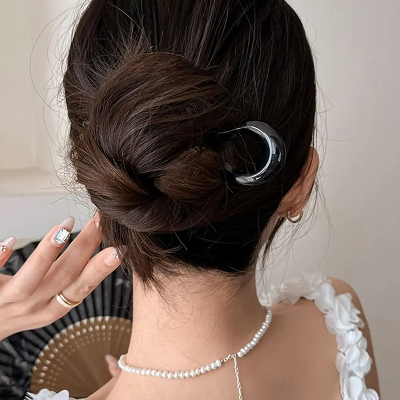 Elegant Tortoiseshell U Shaped Hair Fork Clip for Women Stylish Acetate Hair Pin