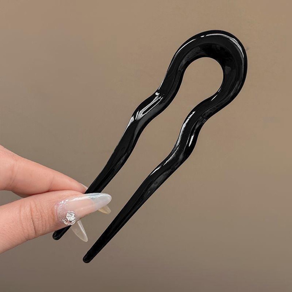 Elegant Tortoiseshell U Shaped Hair Fork Clip for Women Stylish Acetate Hair Pin