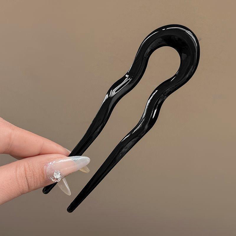 Elegant Tortoiseshell U Shaped Hair Fork Clip for Women Stylish Acetate Hair Pin