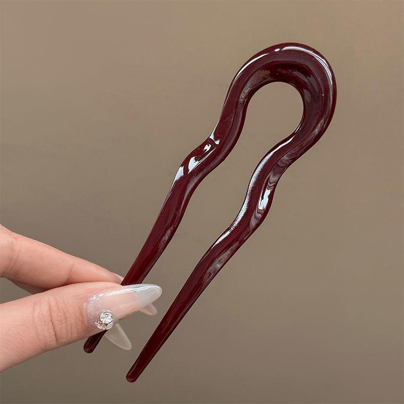 Elegant Tortoiseshell U Shaped Hair Fork Clip for Women Stylish Acetate Hair Pin