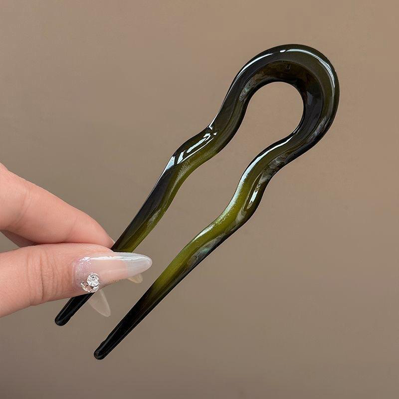 Elegant Tortoiseshell U Shaped Hair Fork Clip for Women Stylish Acetate Hair Pin