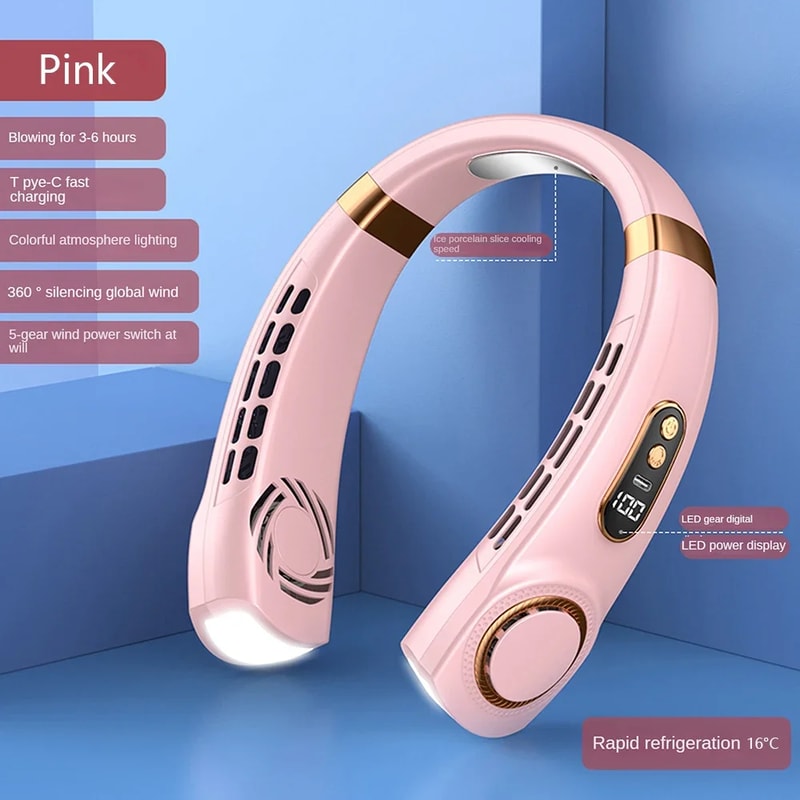 Bladeless Neck Fan With Digital Display Portable Rechargeable Wearable Air Conditioner 5
