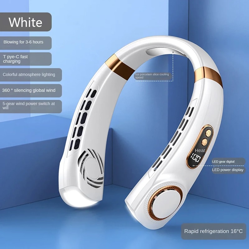 Bladeless Neck Fan With Digital Display Portable Rechargeable Wearable Air Conditioner 6