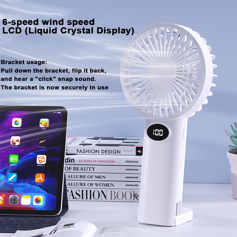 Speed Portable Handheld Fan with LCD Display Rechargeable Mini Cooling Fan
