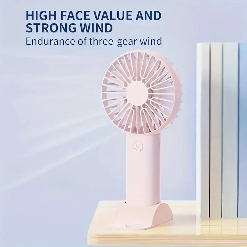Portable USB Fan with Phone Holder Handheld Mini Fan for Desk and Travel Cooling