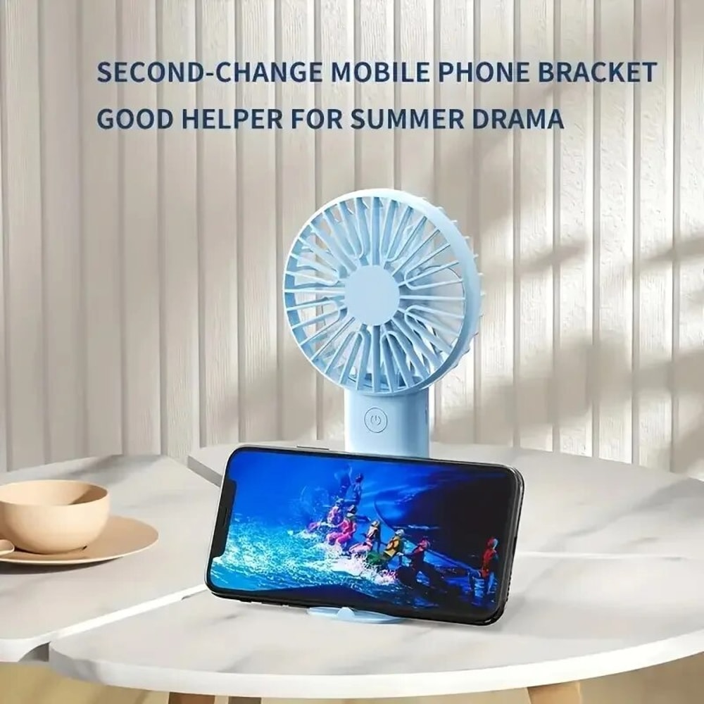 Portable USB Fan with Phone Holder Handheld Mini Fan for Desk and Travel Cooling