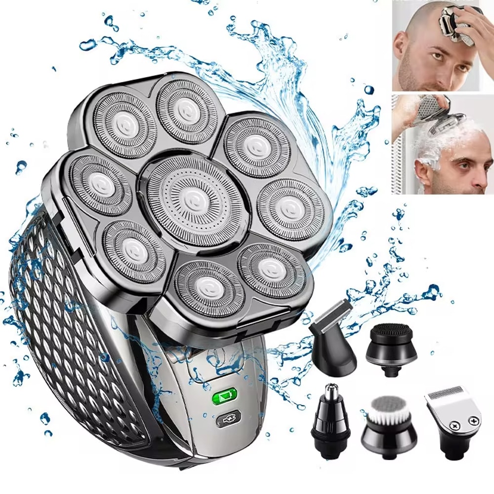Electric Bald Head Shaver For Men With Floating Blades Grooming Kit 0