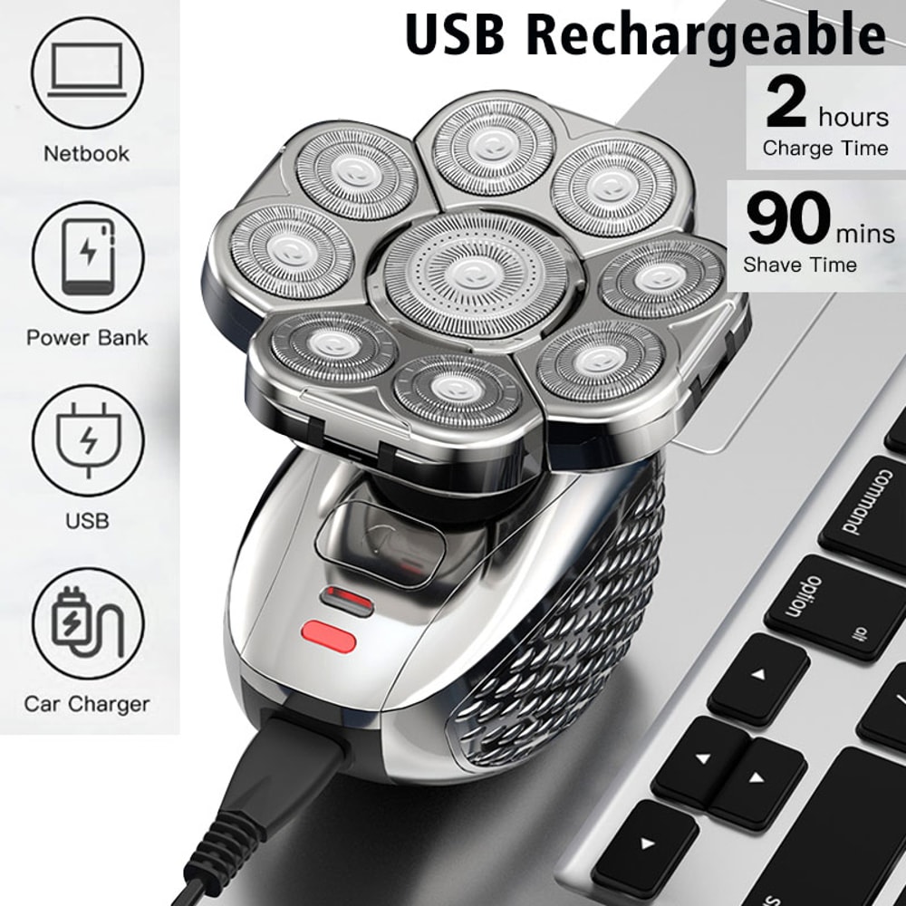 Electric Bald Head Shaver For Men With Floating Blades Grooming Kit 3