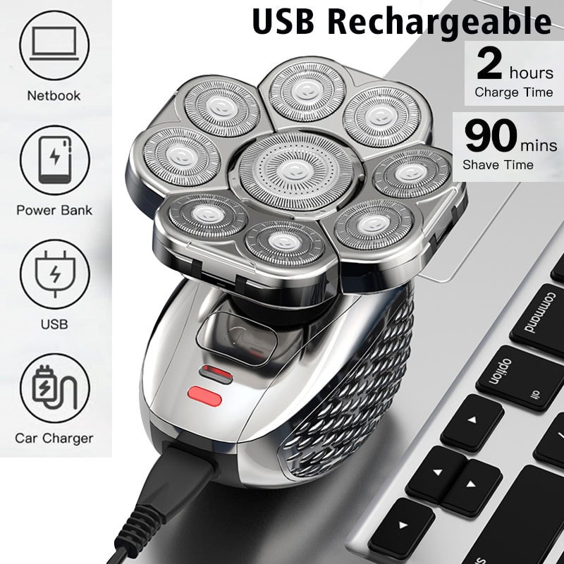 Electric Bald Head Shaver For Men With Floating Blades Grooming Kit 3