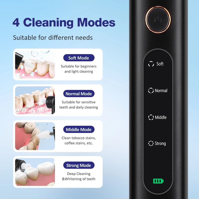 Smart Ultrasonic Tooth Cleaner With LED Portable Dental Plaque Remover USB Oral Care Tool 4