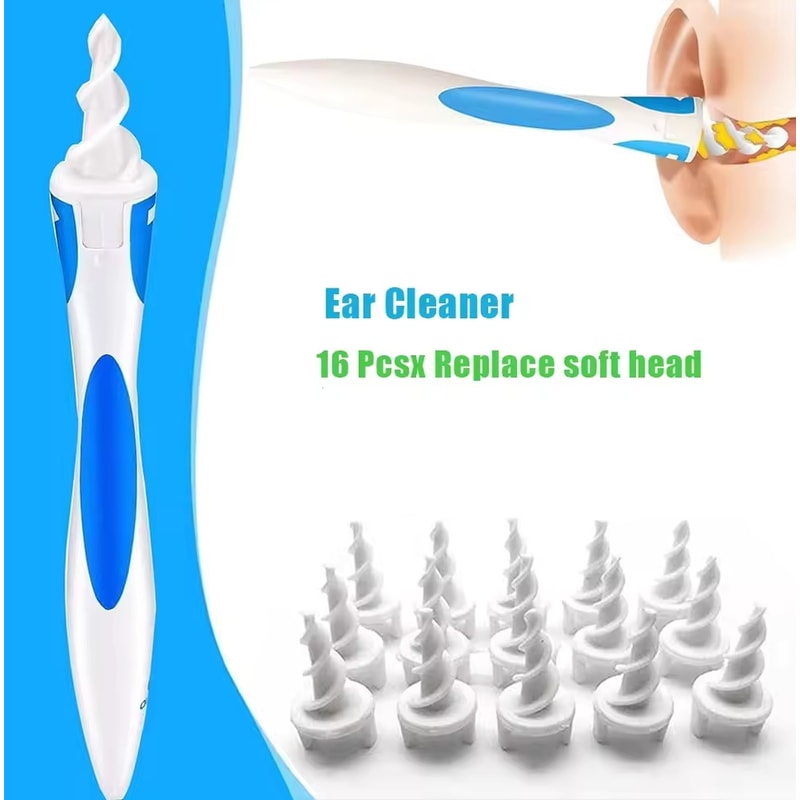 Spiral Ear Wax Removal Tool Silicone Cleaner with Reusable Tips for Safe Ear Hygiene