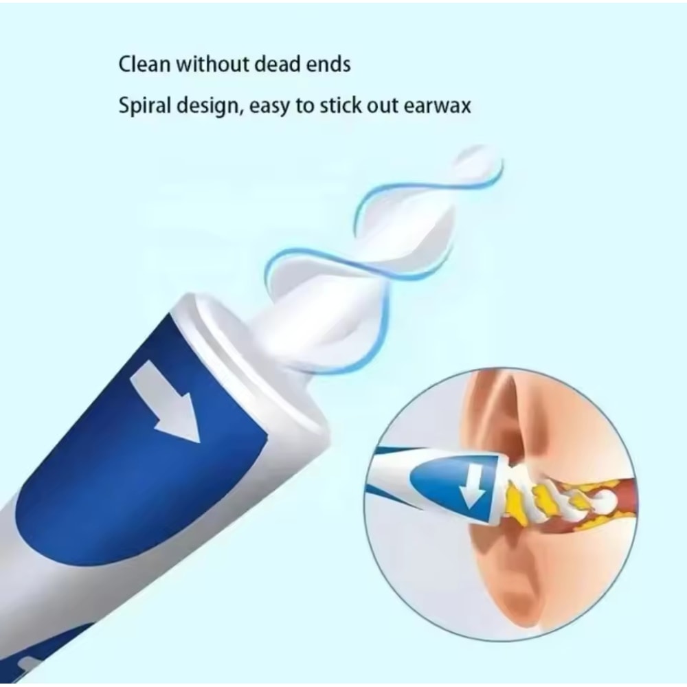 Spiral Ear Wax Removal Tool Silicone Cleaner with Reusable Tips for Safe Ear Hygiene