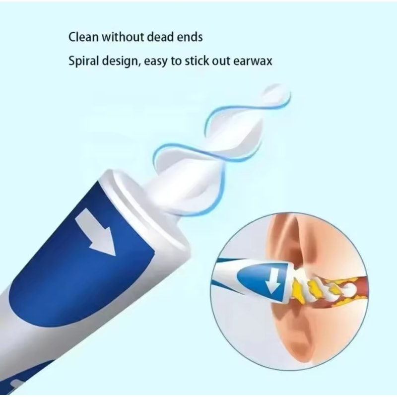 Spiral Ear Wax Removal Tool Silicone Cleaner with Reusable Tips for Safe Ear Hygiene