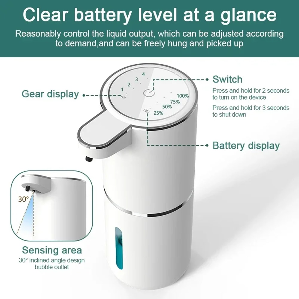 Smart Touchless Soap Dispenser USB Rechargeable Automatic Foam Dispenser