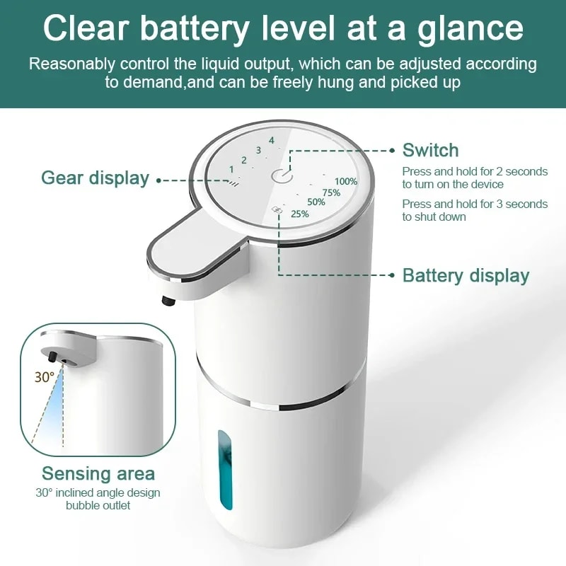 Smart Touchless Soap Dispenser USB Rechargeable Automatic Foam Dispenser