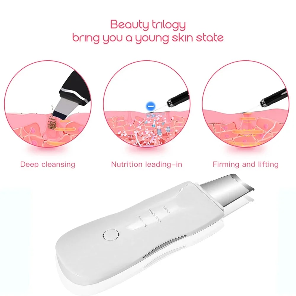 Ultrasonic Skin Scrubber Facial Spatula Deep Pore Cleansing Ion Peeling Device 4