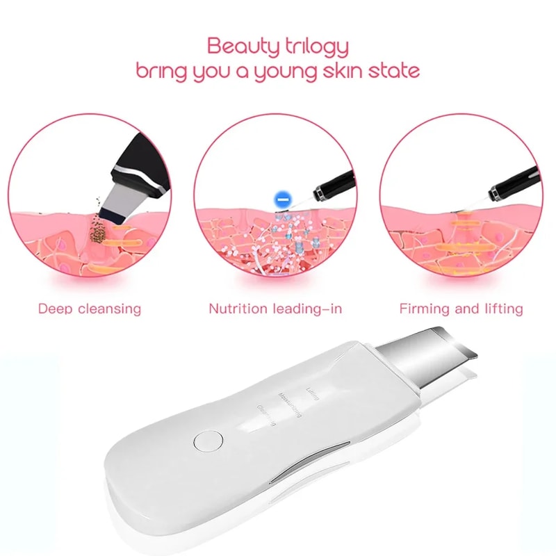 Ultrasonic Skin Scrubber Facial Spatula Deep Pore Cleansing Ion Peeling Device 4