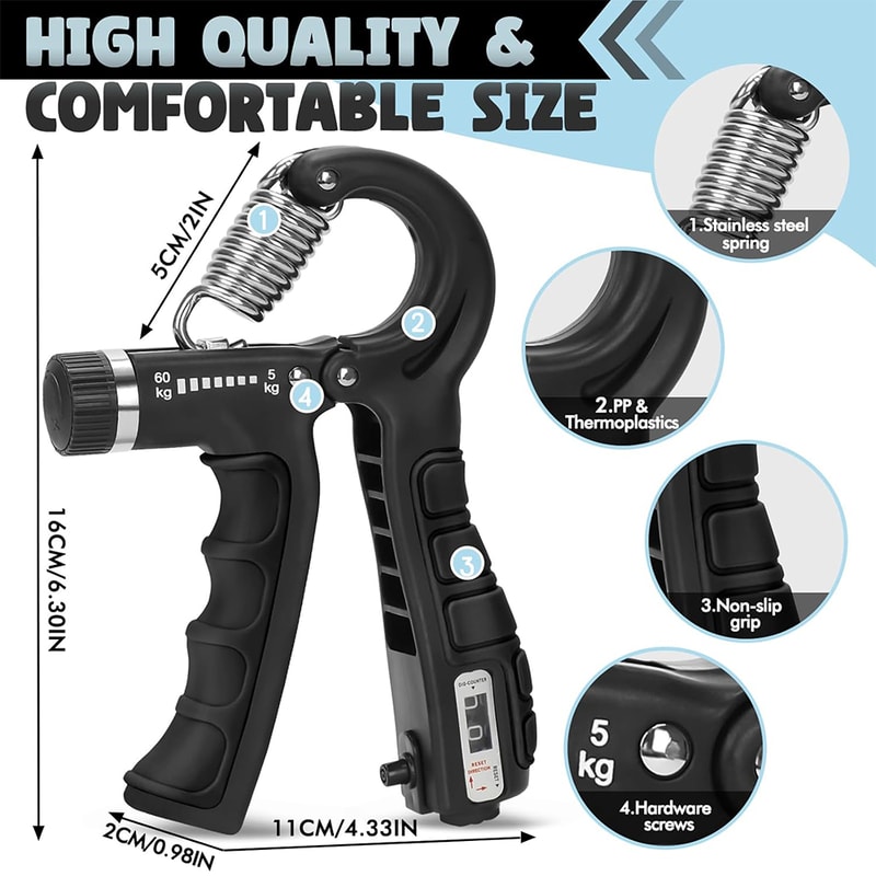 Adjustable Hand Gripper Strengthener Grip Trainer For Wrist And Finger Power 1