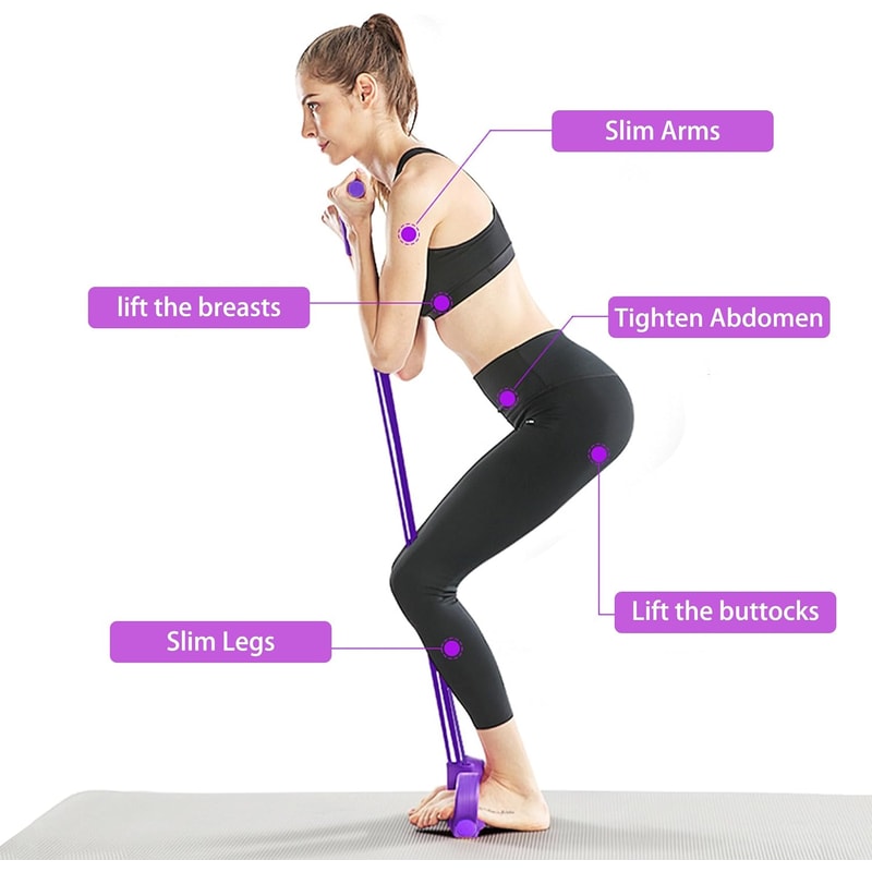 Tube Pedal Resistance Bands Full Body Trainer For Home Workout And Toning 5