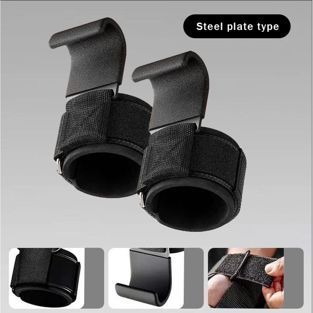 High Strength Weight Lifting Hooks With Wrist Wraps For Grip Support And Pull Ups 7