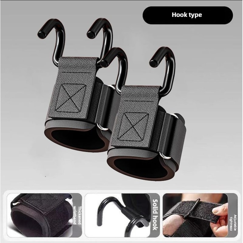 High Strength Weight Lifting Hooks With Wrist Wraps For Grip Support And Pull Ups 6