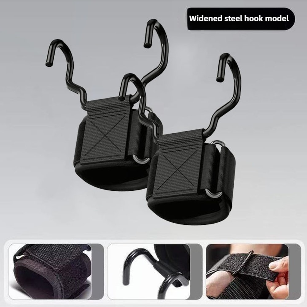 High Strength Weight Lifting Hooks With Wrist Wraps For Grip Support And Pull Ups 8