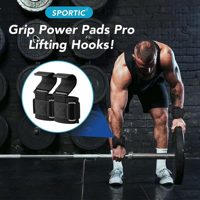 High Strength Weight Lifting Hooks With Wrist Wraps For Grip Support And Pull Ups 5