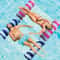 Foldable Inflatable Pool Float Chair with Net Backrest, Striped Beach Floating Lounge Chair