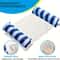 Foldable Inflatable Pool Float Chair with Net Backrest, Striped Beach Floating Lounge Chair