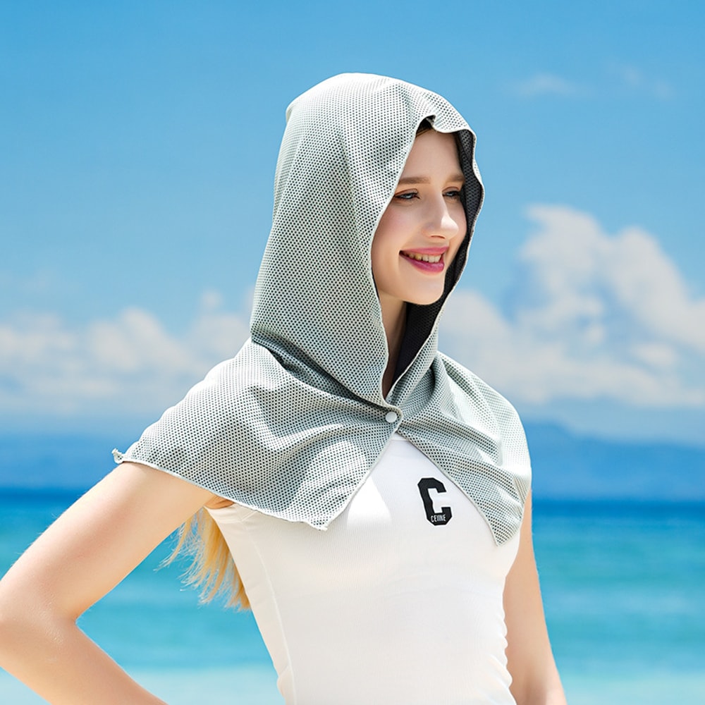 Cooling Hoodie Towel with UV Protection Quick Dry Sports Hooded Towel for Outdoor Fitness