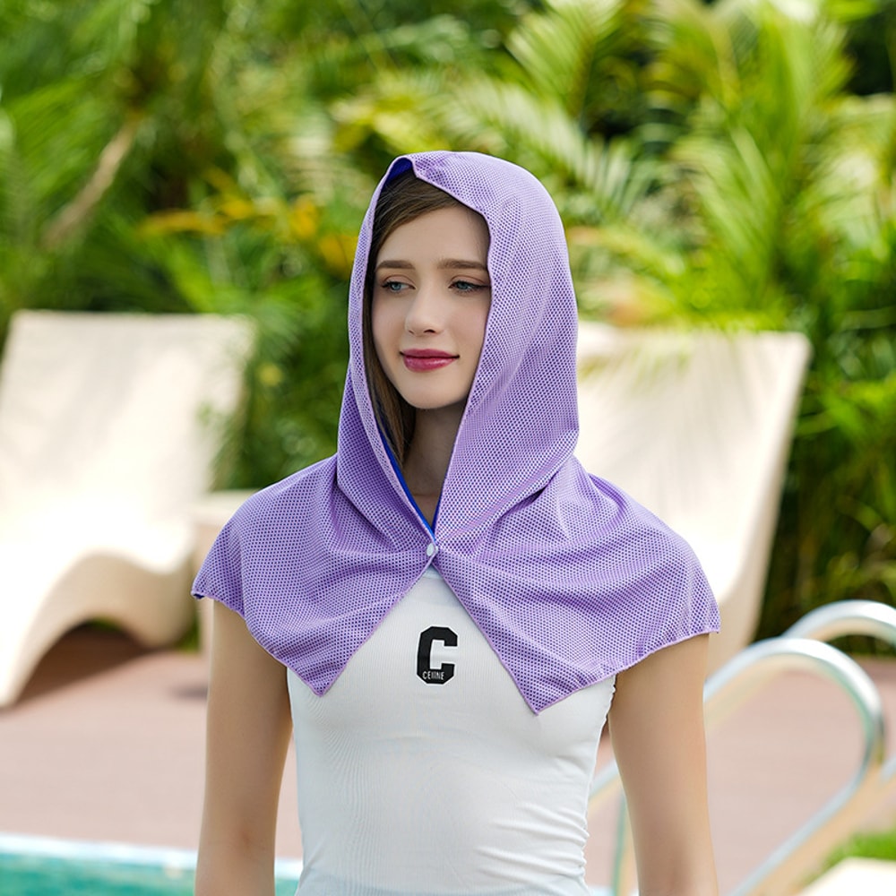 Cooling Hoodie Towel with UV Protection Quick Dry Sports Hooded Towel for Outdoor Fitness