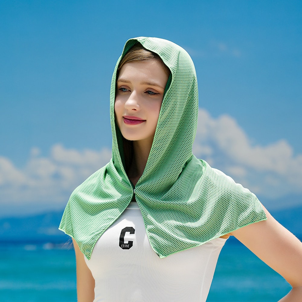 Cooling Hoodie Towel with UV Protection Quick Dry Sports Hooded Towel for Outdoor Fitness