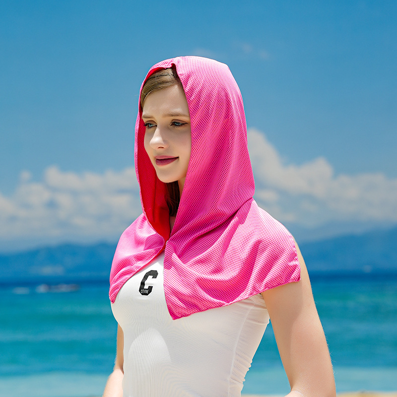 Cooling Hoodie Towel with UV Protection Quick Dry Sports Hooded Towel for Outdoor Fitness