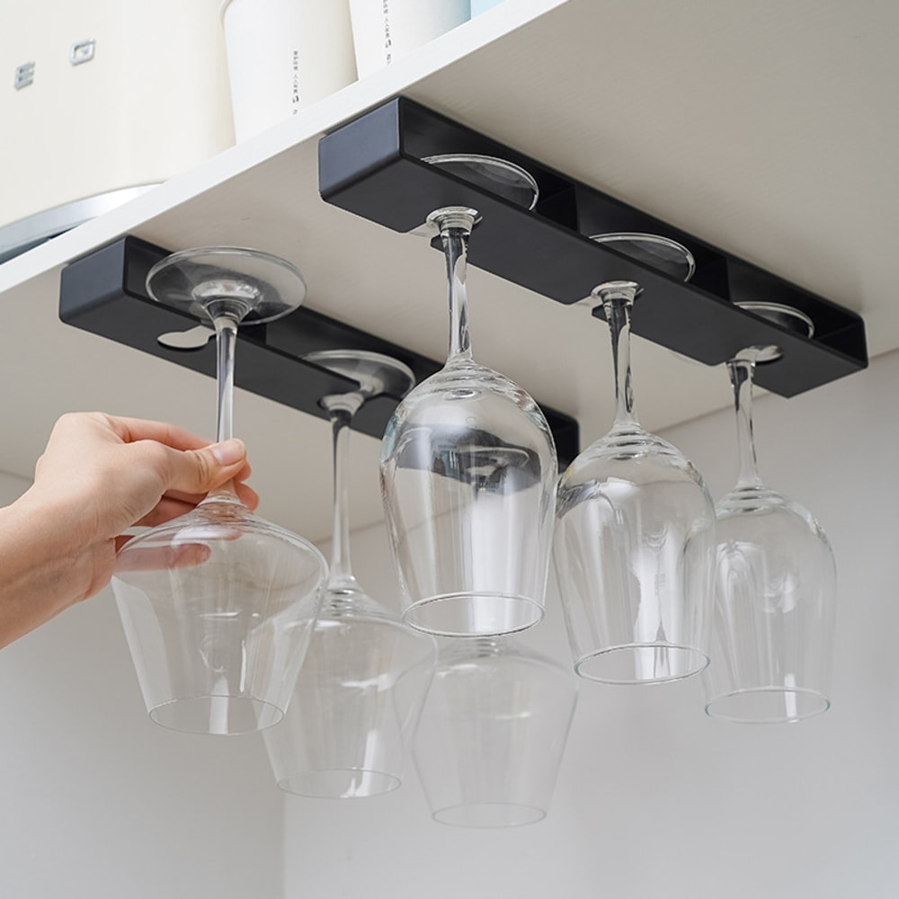 Under Cabinet Wine Glass Rack No Drill Hanging Holder For Stemware Storage 0