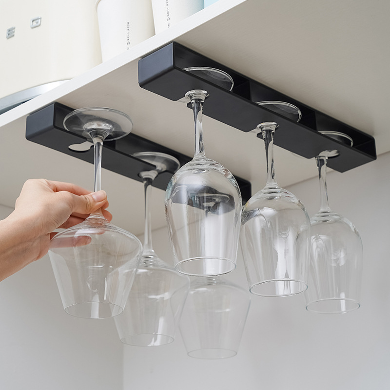 Under Cabinet Wine Glass Rack No Drill Hanging Holder For Stemware Storage 0