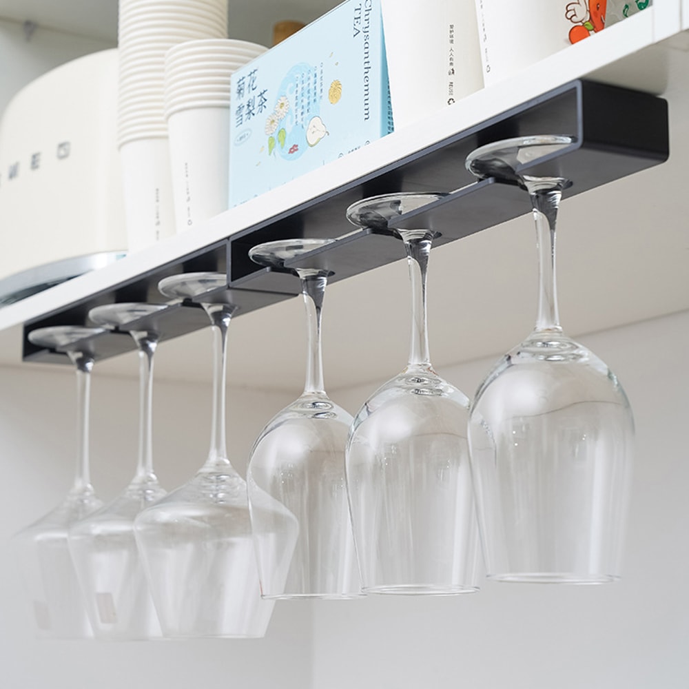 Under Cabinet Wine Glass Rack No Drill Hanging Holder For Stemware Storage 1