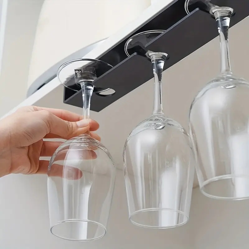 Under Cabinet Wine Glass Rack No Drill Hanging Holder For Stemware Storage 2