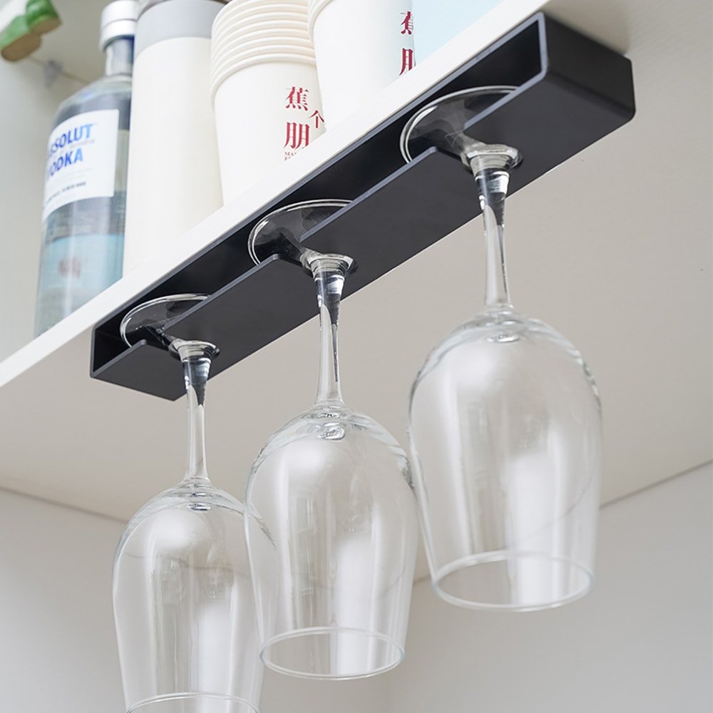 Under Cabinet Wine Glass Rack No Drill Hanging Holder For Stemware Storage 3