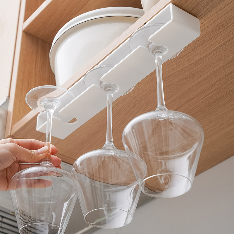 Under Cabinet Wine Glass Rack No Drill Hanging Holder For Stemware Storage 4