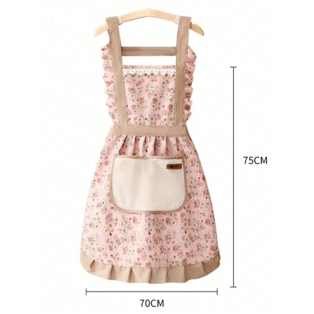 Pink Canvas Kitchen Apron for Women Breathable Waterproof Cute Cooking & Cleaning Apron