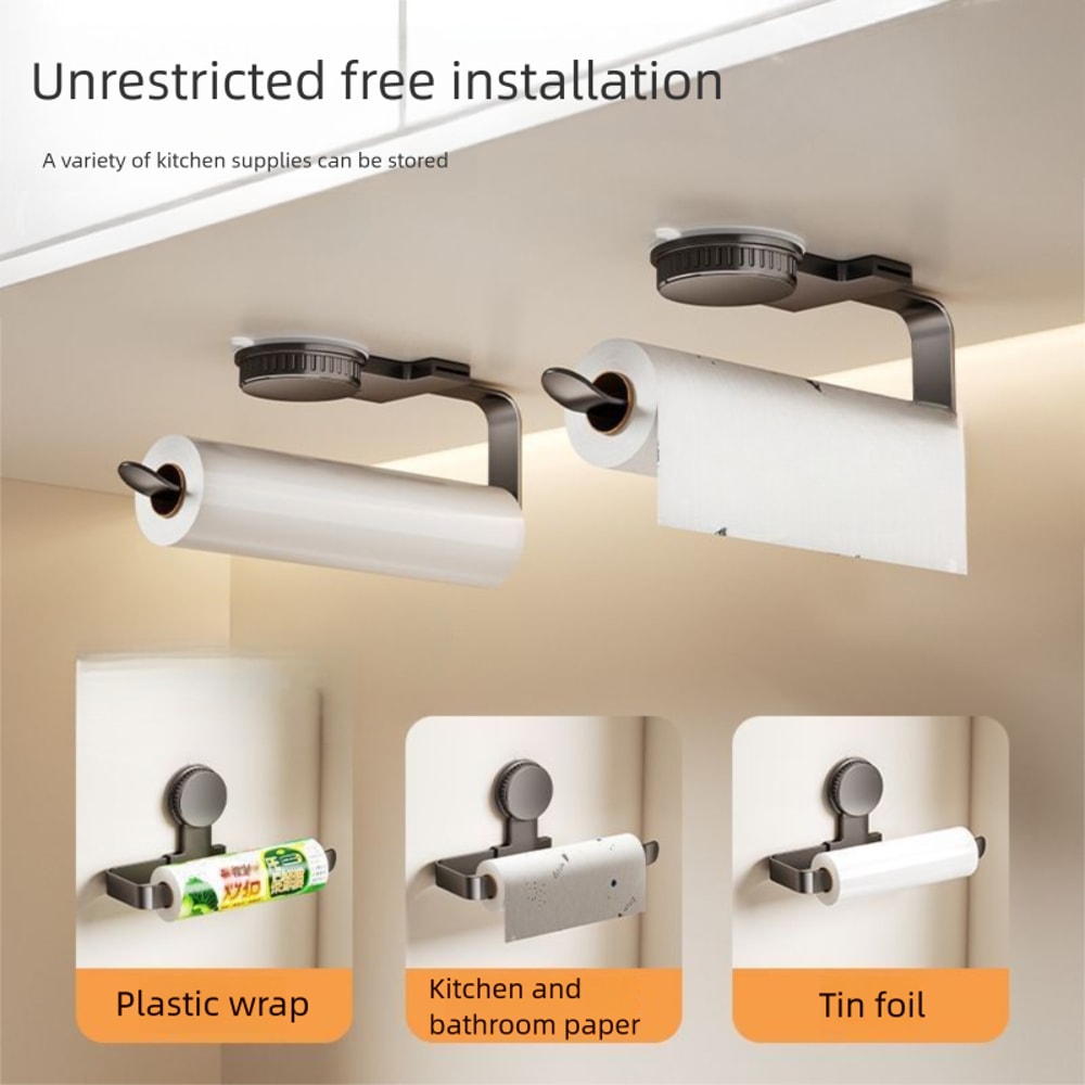No Drill Wall Mounted Paper Towel Holder and Kitchen Storage Rack