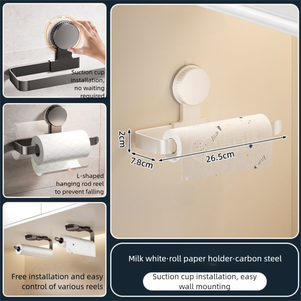 No Drill Wall Mounted Paper Towel Holder and Kitchen Storage Rack